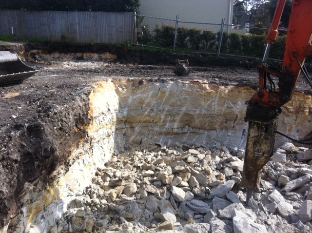 Collaroy Excavation into Rock. 3 Storey building.